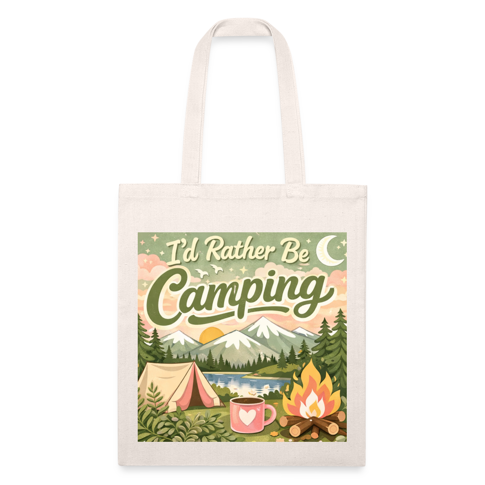 I'd Rather Be Camping Recycled Tote Bag - natural
